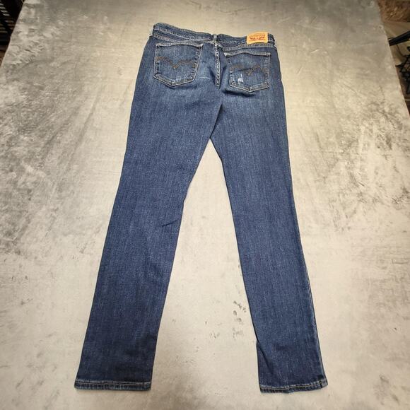 Levis 711 Skinny Jeans Womens 29 Blue Distressed Stretch Denim Mid Rise Pants - Picture 10 of 11
